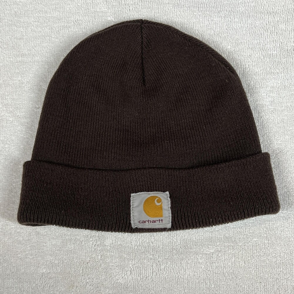 Carhartt Hat Beanie Fitted One Size Brown A18 Acrylic Watch Cuffed Made USA Mens